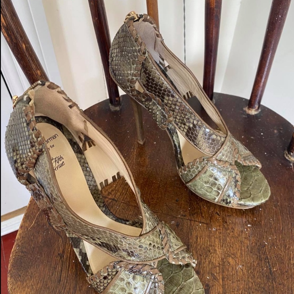 Alexandre Birman Python Peep Toe Pumps Exclusive - image 4